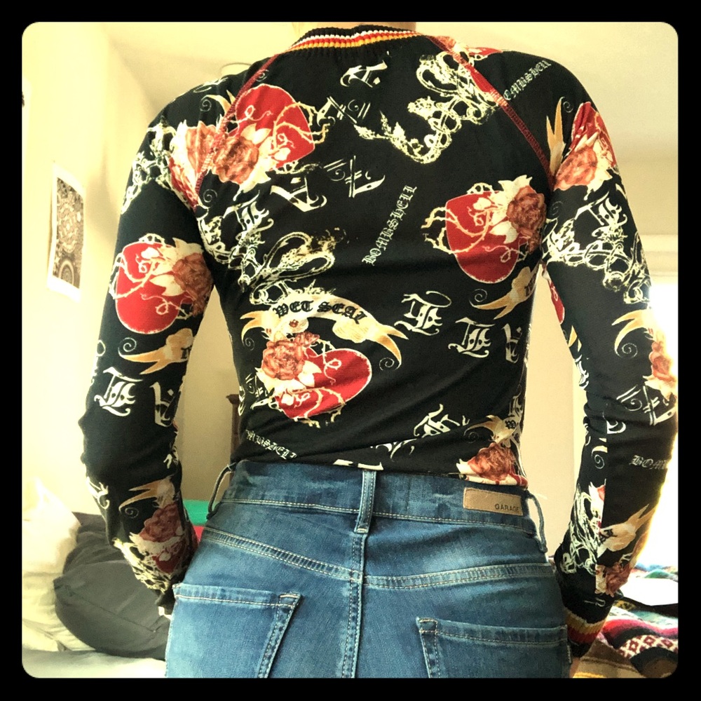 90’s Wet Seal Long Sleeve Sheer Tattoo Top